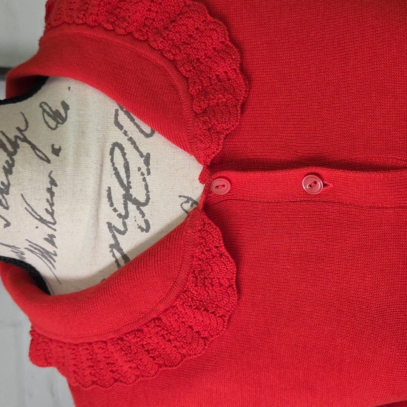 Talbots Red Long Sleeve Dress with Collar Modest Cotton Size Large - Picture 4 of 9